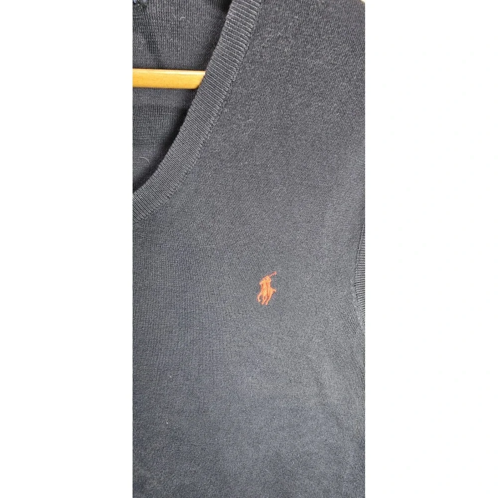 Polo Ralph Lauren XL Pima Cotton V Neck‎ Sweater Vest Navy Red Pony